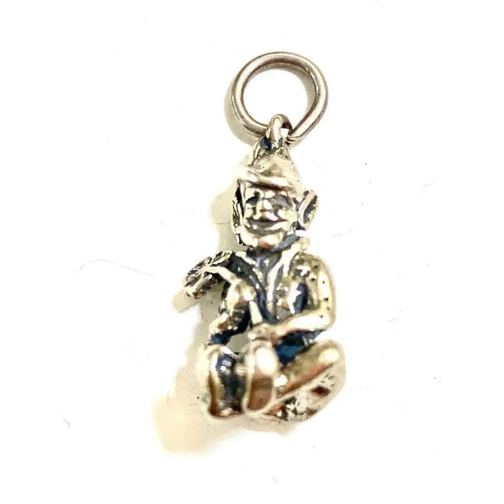 Leprechaun with Shamrock Sterling Silver Jewelry Charm #luck of the Irish